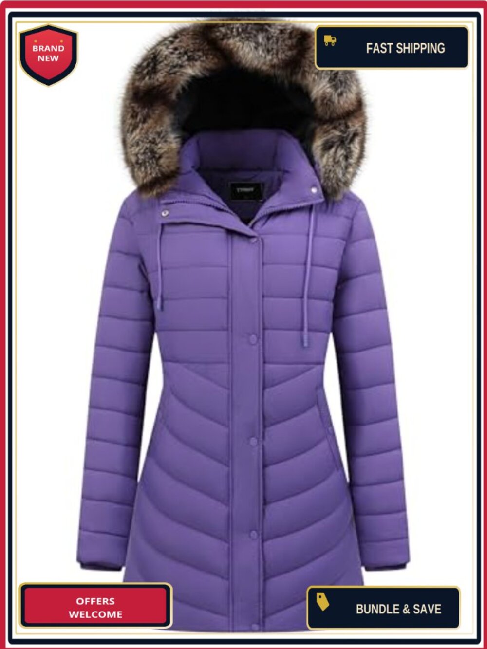 Women's Long Puffer Coat Waterproof Windproof Down Jacket Parka Hooded